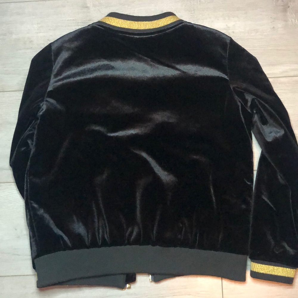 Gymboree Girls Black Velvet Bomber Jacket - Picture 4 of 4